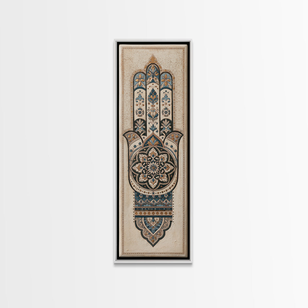 Protective Hand Motif Canvas Print, Spiritual Art, Poster, Living Room Decor, Spirit, Framed Wall Art, Canvas Wall Art, SPI-1x3-59