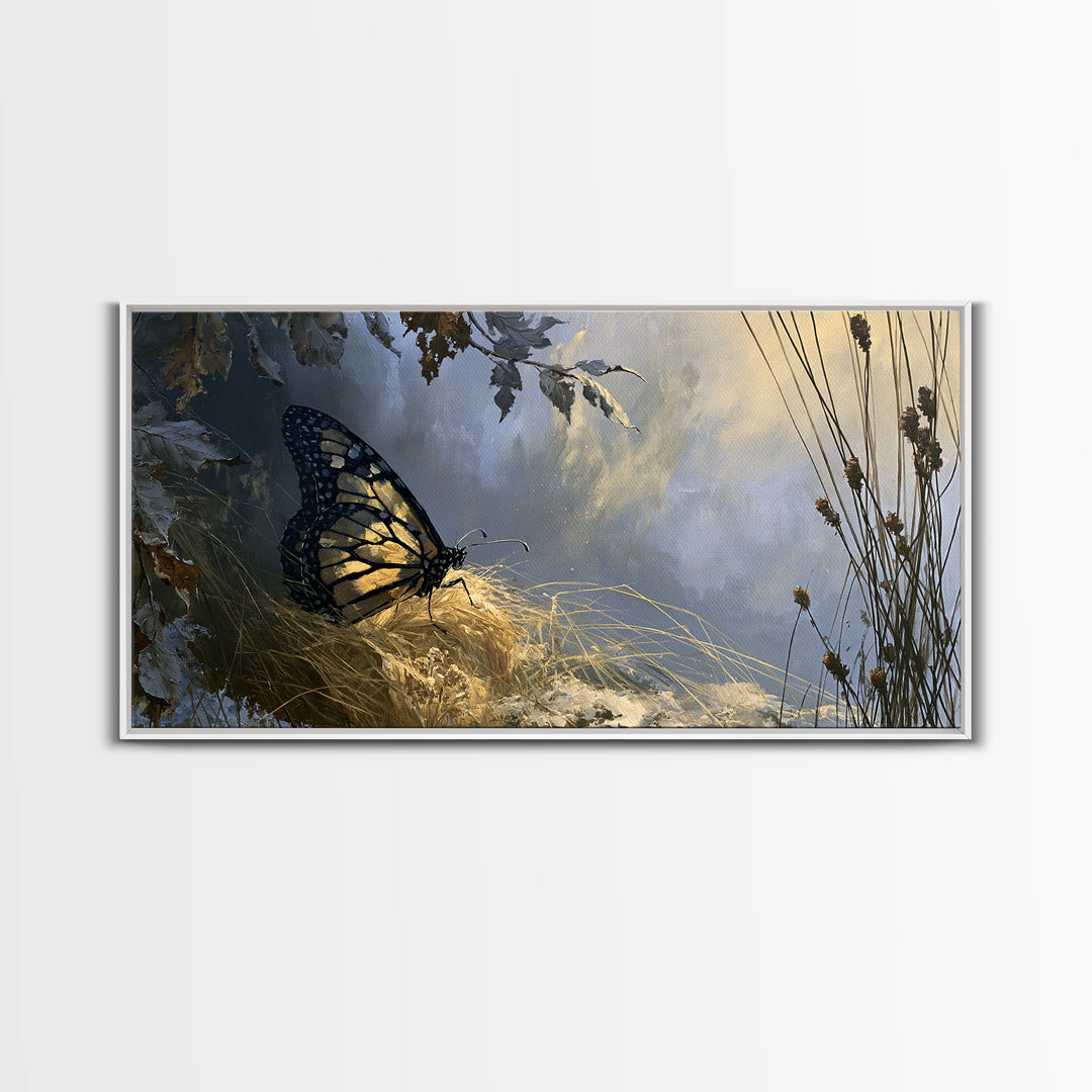 Butterfly Transformation Scene Framed Canvas Print, Spiritual Art, Trendy Wall Art, Living Room Decor, Fine Art, Spirit, SPI-2x1-11