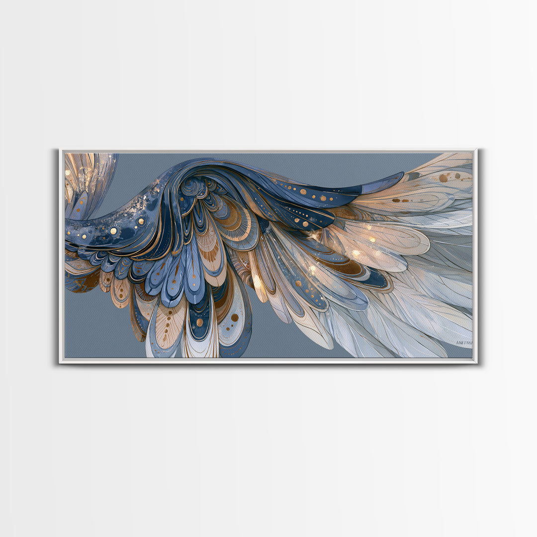 Angel Wings Emerging from Warm Light Canvas Print, Spiritual Art, Boho Wall Art, Living Room Decor, Oil Painting, Spirit, SPI-2x1-21
