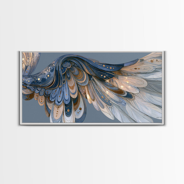 Angel Wings Emerging from Warm Light Canvas Print, Spiritual Art, Boho Wall Art, Living Room Decor, Oil Painting, Spirit, SPI-2x1-21