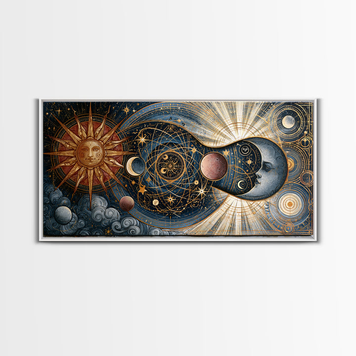 Sun and Moon Spiritual Balance Composition Canvas Print, Spiritual Art, Art Prints, Living Room Decor, Fine Art, Spirit, SPI-2x1-52