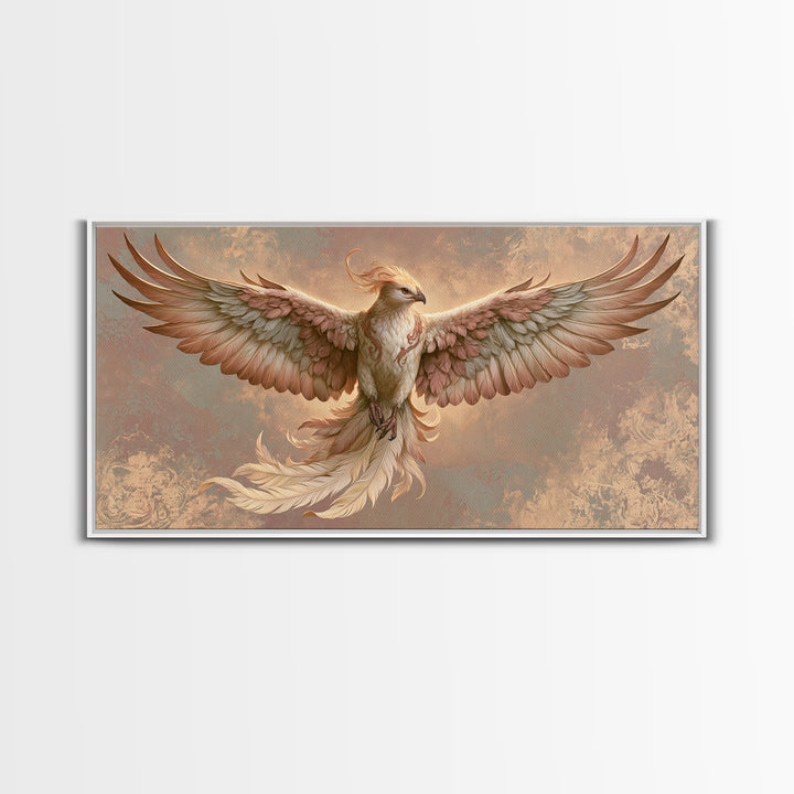 Phoenix Rising as Renewal Symbol Framed Canvas Print, Spiritual Art, Fine Art Print, Living Room Decor, Fine Art, Spirit, SPI-2x1-79