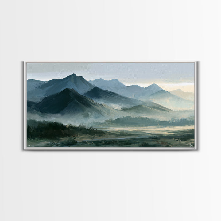 Mountain Sunrise as Awakening Symbol Canvas Print, Spiritual Art, Gallery Decor, Living Room Decor, Oil Painting, Spirit, SPI-2x1-89