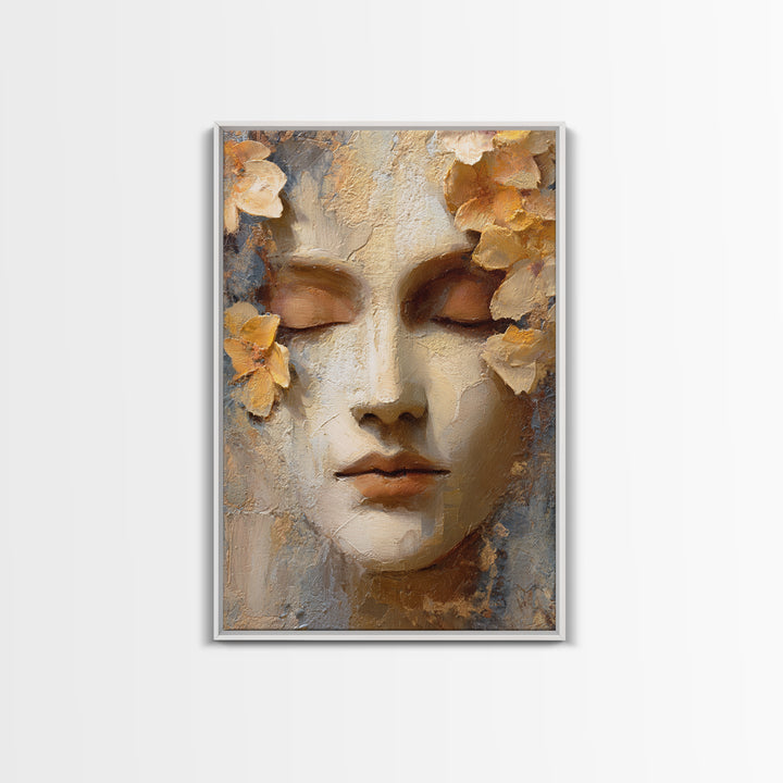 Third Eye Symbol Surrounded by Flowers Framed Canvas Print, Spiritual Art, Digital Print, Living Room Decor, Fine Art, Spirit, SPI-2x3-38