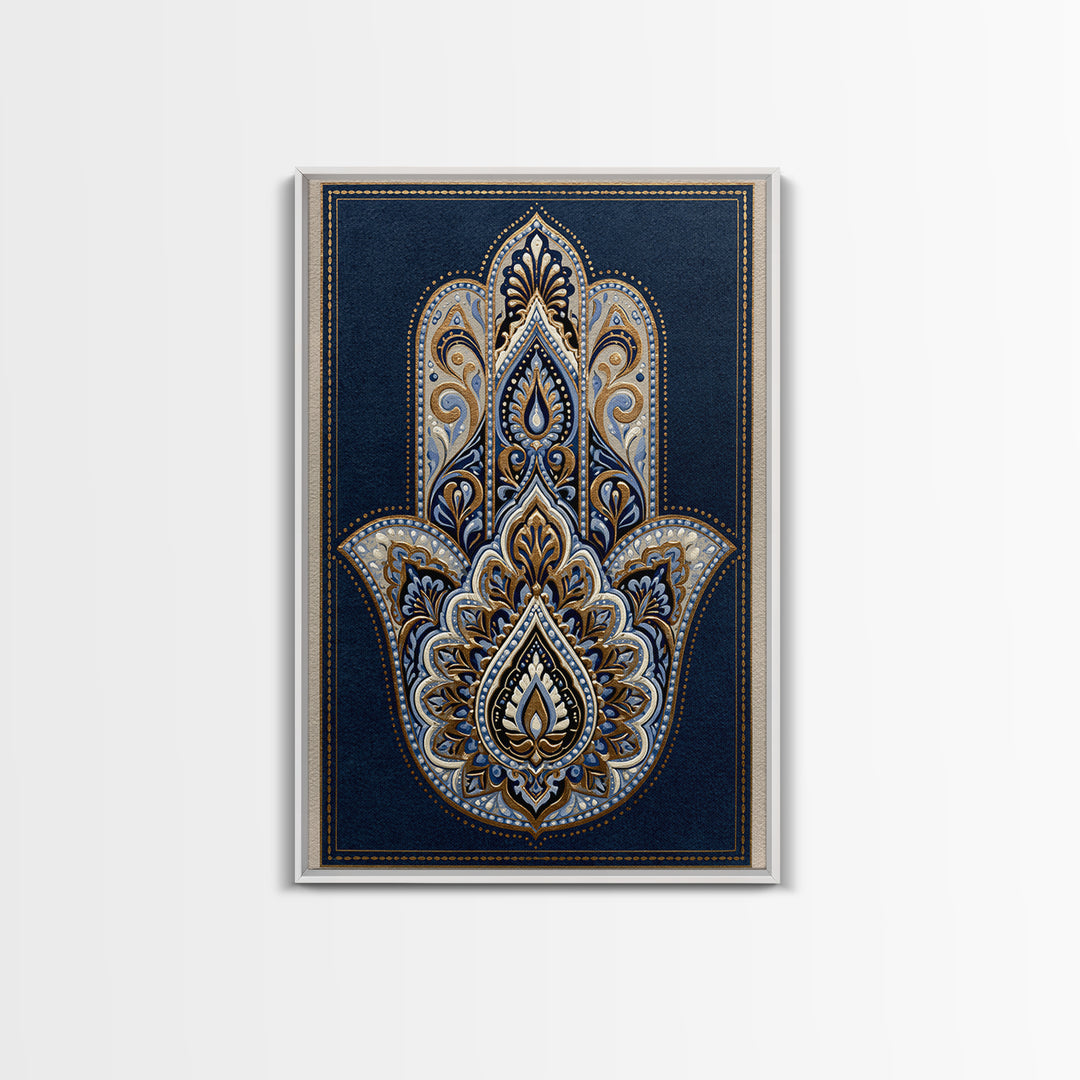 Protective Hand Motif Framed Canvas Print, Spiritual Art, Gallery Decor, Living Room Decor, Fine Art, Spirit, Poster, SPI-2x3-55