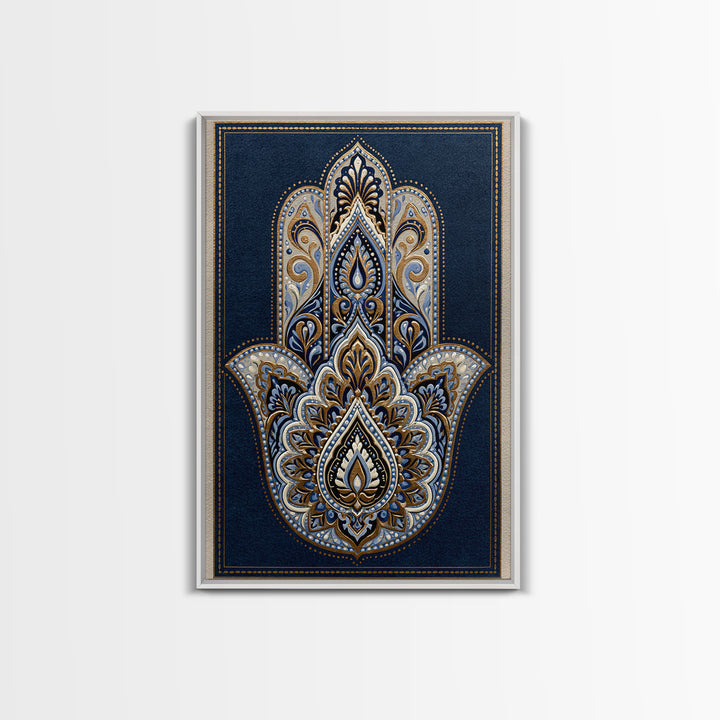 Protective Hand Motif Framed Canvas Print, Spiritual Art, Gallery Decor, Living Room Decor, Fine Art, Spirit, Poster, SPI-2x3-55