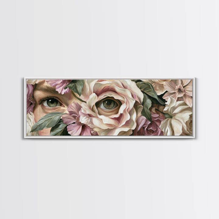 Third Eye Symbol Surrounded by Flowers Canvas Print, Spiritual Art, Art Prints, Living Room Decor, Spirit, Abstract Wall Art, SPI-3x1-22