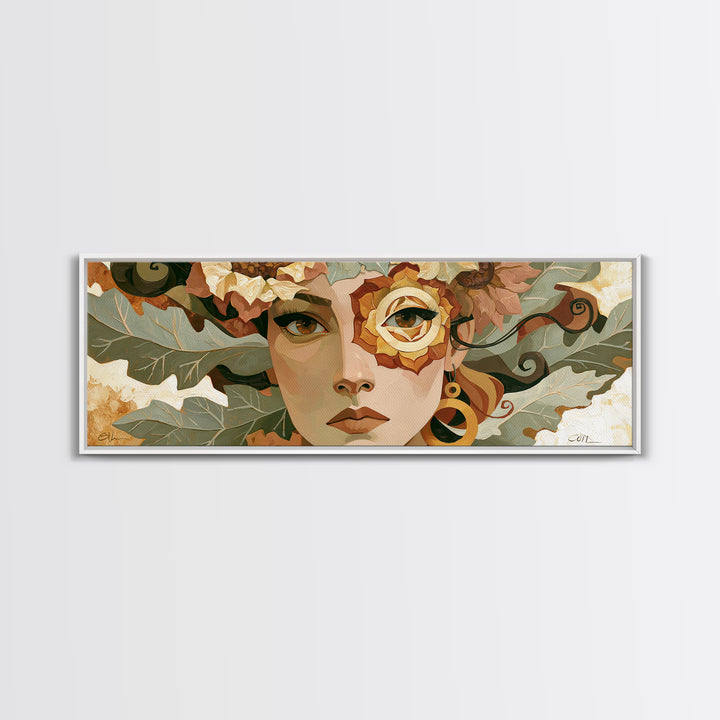 Chakra Inspired Figure in Soft Colors Framed Canvas Print, Spiritual Art, Art, Living Room Decor, Oil Painting, Spirit, SPI-3x1-23