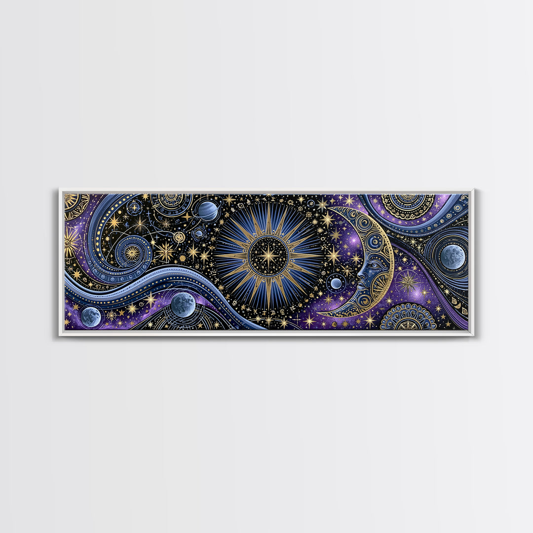 Sun and Moon Spiritual Balance Composition Canvas Print, Spiritual Art, Wall Art, Living Room Decor, Fine Art, Spirit, SPI-3x1-48