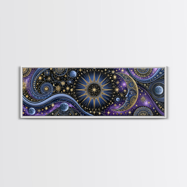 Sun and Moon Spiritual Balance Composition Canvas Print, Spiritual Art, Wall Art, Living Room Decor, Fine Art, Spirit, SPI-3x1-48
