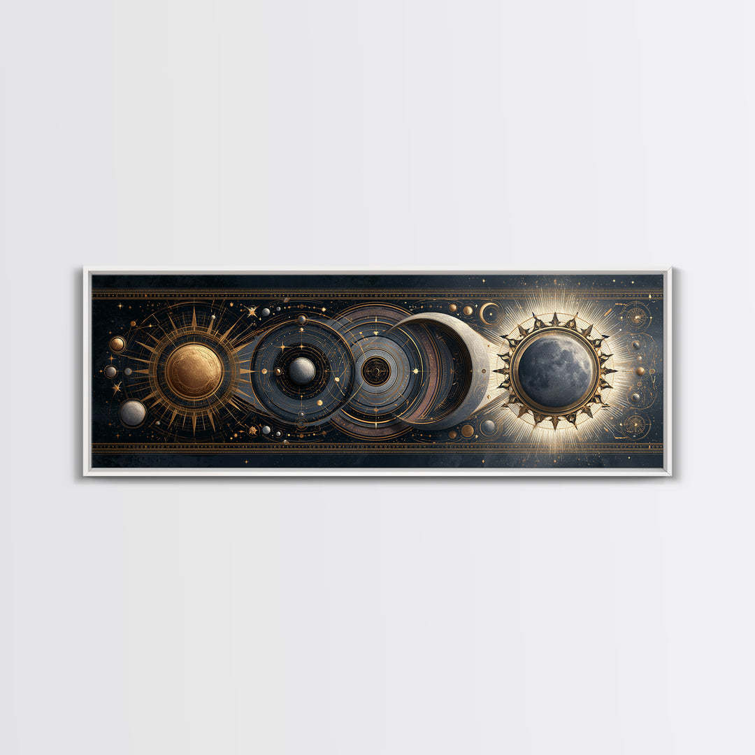 Sun and Moon Spiritual Balance Composition Canvas Print, Spiritual Art, Wallart, Living Room Decor, Fine Art, Spirit, SPI-3x1-96