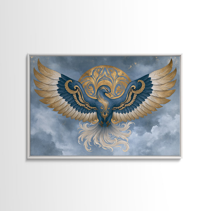 Phoenix Rising as Renewal Symbol Framed Canvas Print, Spiritual Art, Minimalist Decor, Living Room Decor, Fine Art, Spirit, SPI-3x2-15