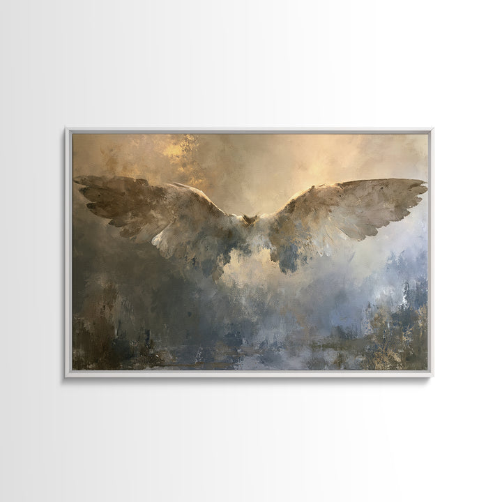 Angel Wings Emerging from Warm Light Canvas Print, Spiritual Art, Art Prints, Living Room Decor, Spirit, Abstract Wall Art, SPI-3x2-29
