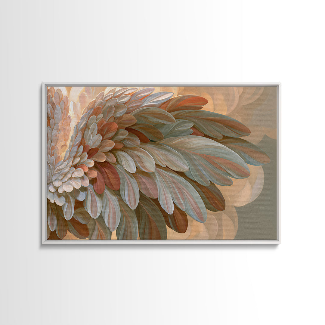 Angel Wings Emerging from Warm Light Framed Canvas Print, Spiritual Art, Christian Wall Art, Living Room Decor, Spirit, SPI-3x2-77