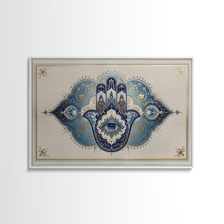 Protective Hand Motif Framed Canvas Print, Spiritual Art, Boho Decor, Living Room Decor, Fine Art, Spirit, Art Prints, SPI-3x2-99