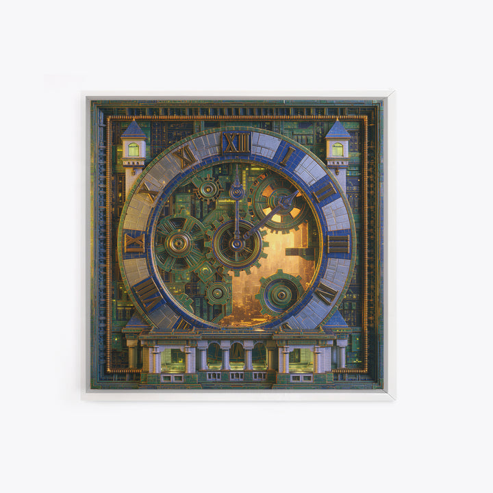 Clock Tower Gears Canvas Print, Steampunk Art, Abstract Art Print, Living Room Decor, Watercolor Art, Mechanic, STE-1x1-13