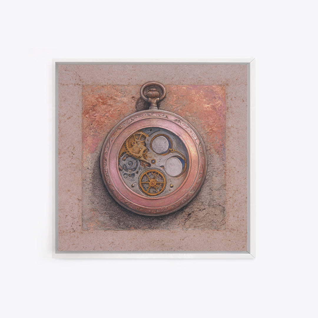 Gear Filled Pocket Watch Framed Canvas Print, Steampunk Art, Gallery Decor, Living Room Decor, Fine Art, Mechanic, Wall Art, STE-1x1-32