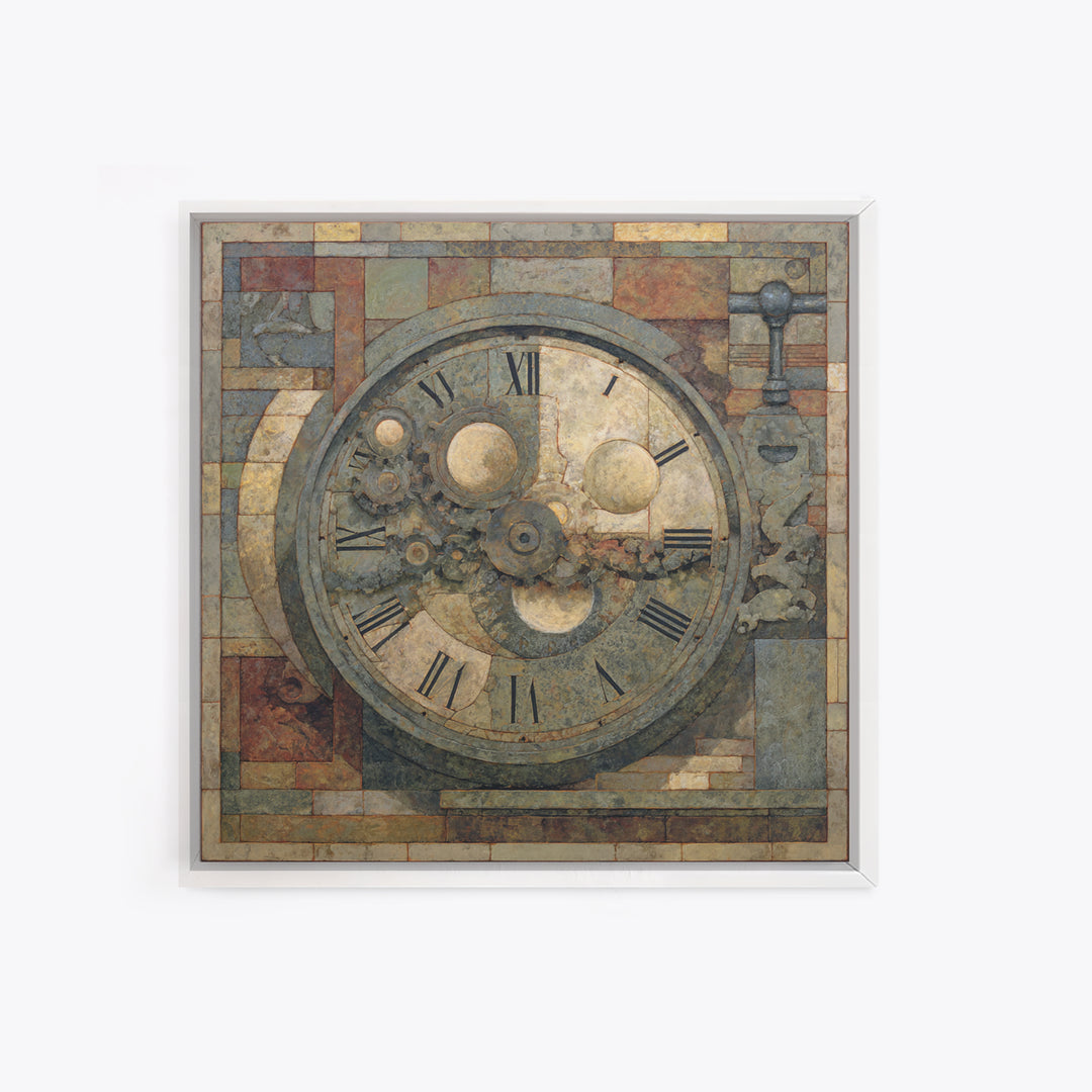 Gear Heart with Pipes and Valves Framed Canvas Print, Steampunk Art, Abstract Art, Living Room Decor, Fine Art, Mechanic, STE-1x1-44