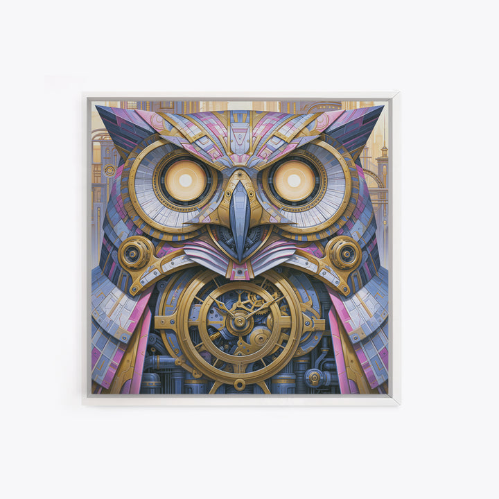 Brass Clockwork Owl Canvas Print, Steampunk Art, Room Decor, Living Room Decor, Fine Art, Mechanic, Original Art, Art Nouveau, STE-1x1-49