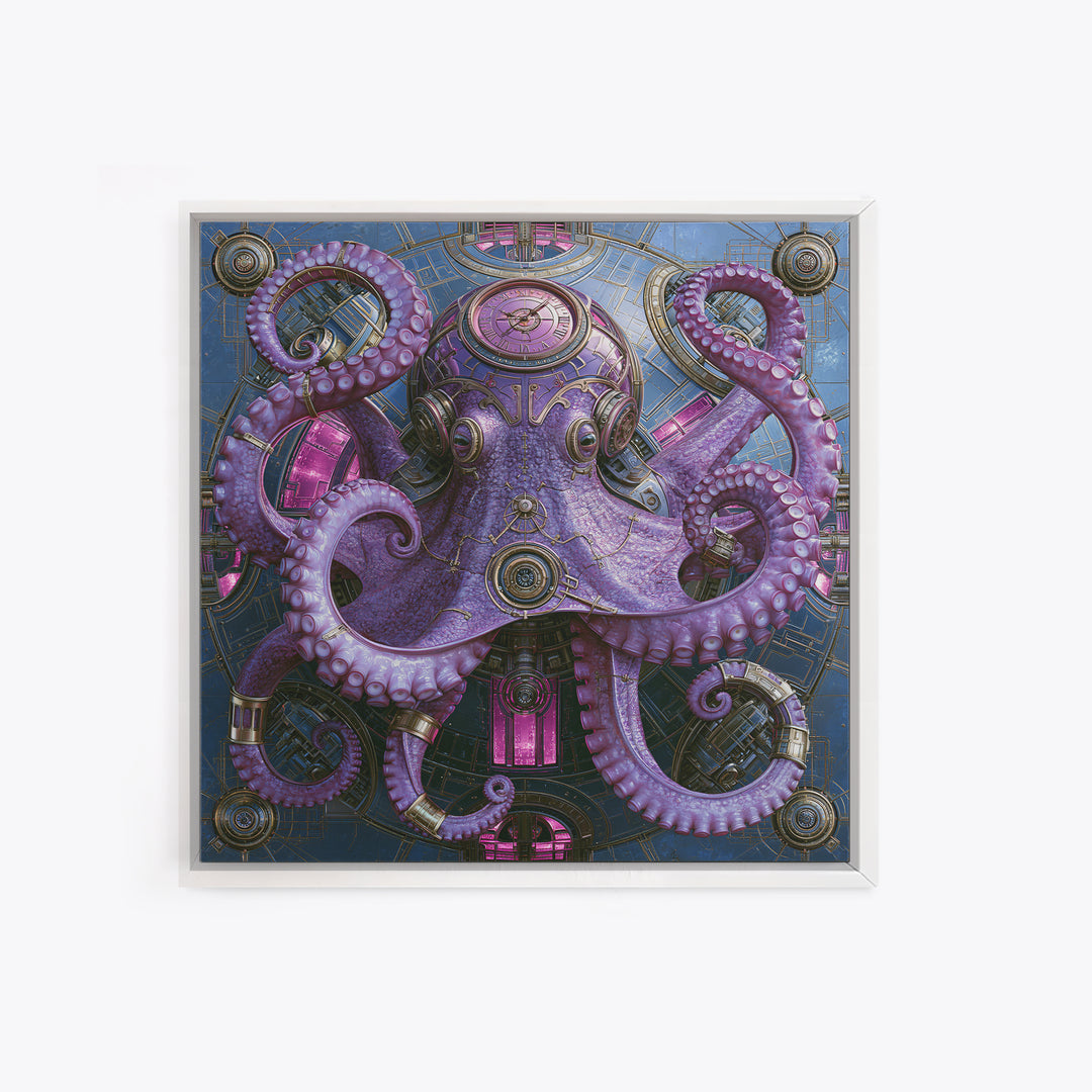 Steampunk Octopus with Brass Tentacles Canvas Print, Steampunk Art, Fine Art Print, Living Room Decor, Fine Art, Mechanic, STE-1x1-5
