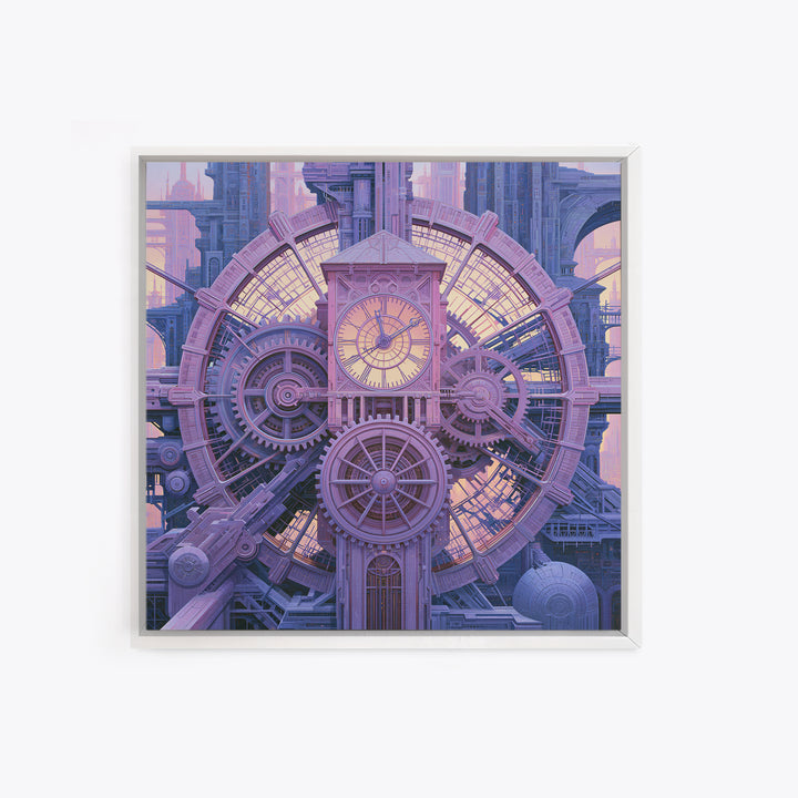 Clock Tower Gears Framed Canvas Print, Steampunk Art, Boho Decor, Living Room Decor, Oil Painting, Mechanic, Art Print, STE-1x1-61