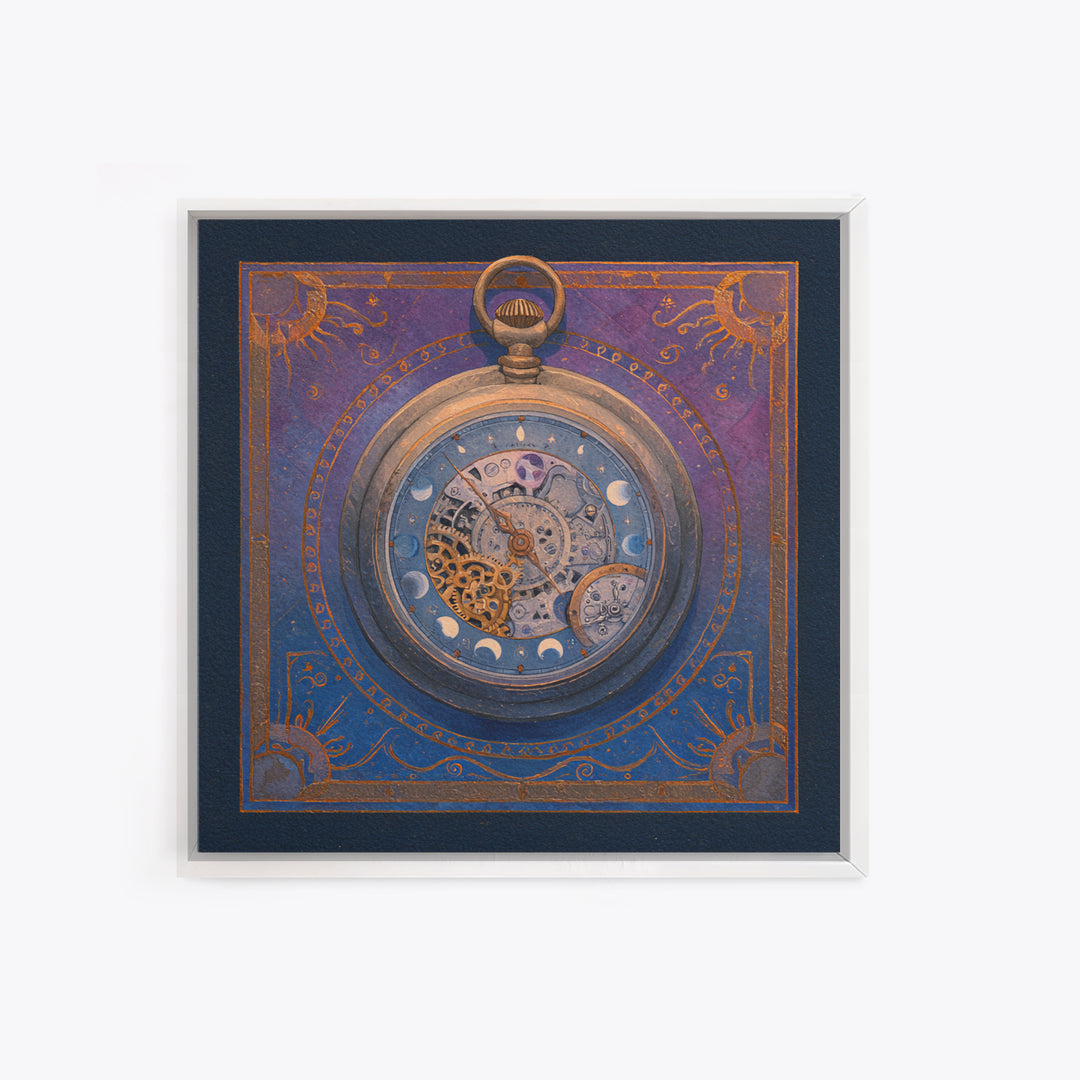 Gear Filled Pocket Watch Framed Canvas Print, Steampunk Art, Steampunk, Living Room Decor, Mechanic, Wall Art Living Room, STE-1x1-8
