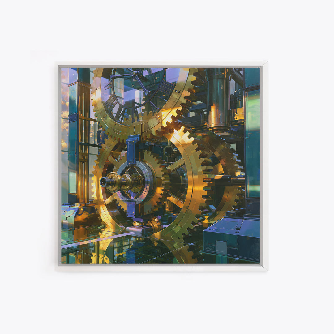 Clock Tower Gears Canvas Print, Steampunk Art, Minimalist Decor, Living Room Decor, Fine Art, Mechanic, Abstract Art, STE-1x1-85