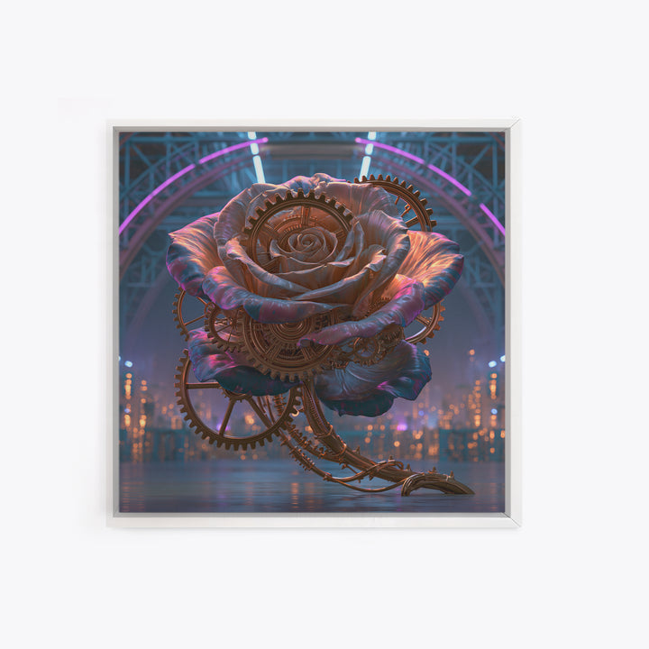Mechanical Rose Made of Copper Gears Canvas Print, Steampunk Art, Wall Decor, Living Room Decor, Mechanic, Whimsical Decor, STE-1x1-99