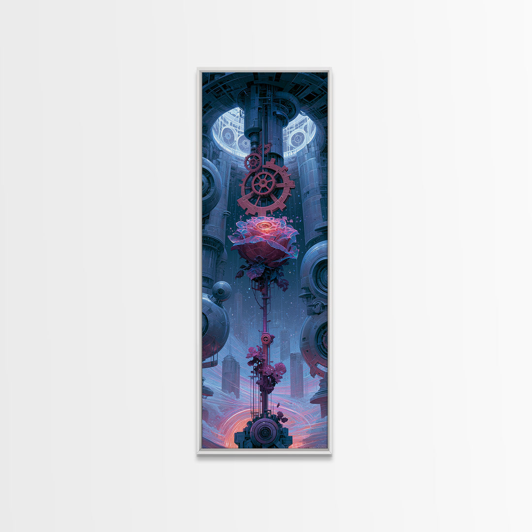 Mechanical Rose Made of Copper Gears Framed Canvas Print, Steampunk Art, Canvas Art, Living Room Decor, Abstract Art, Mechanic, STE-1x3-15