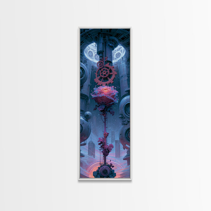 Mechanical Rose Made of Copper Gears Framed Canvas Print, Steampunk Art, Canvas Art, Living Room Decor, Abstract Art, Mechanic, STE-1x3-15