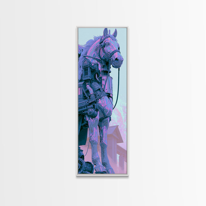 Steam Powered Horse Canvas Print, Steampunk Art, Printable Art, Living Room Decor, Oil Painting, Mechanic, Steampunk Decor, STE-1x3-27