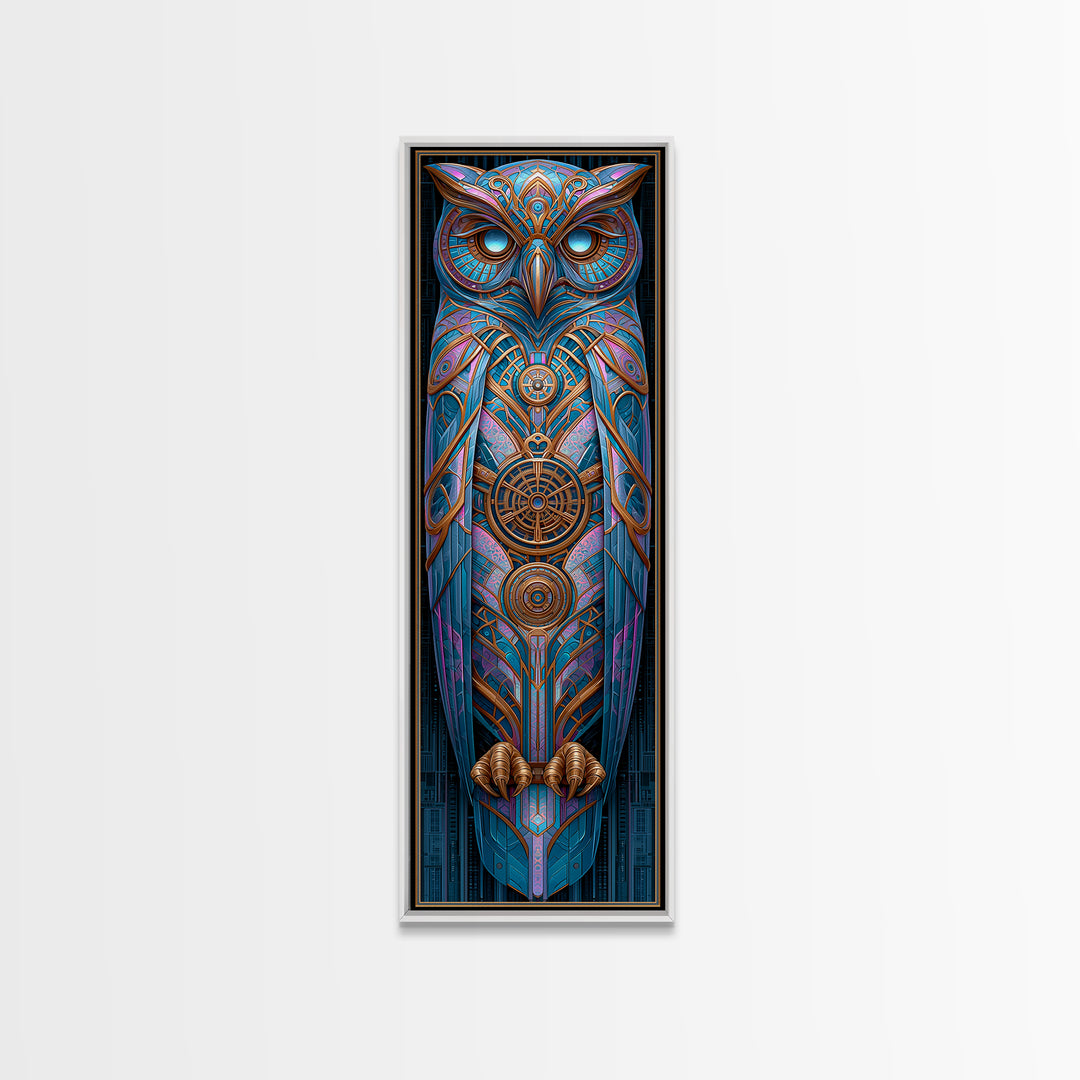 Brass Clockwork Owl Canvas Print, Steampunk Art, Minimalist Decor, Living Room Decor, Fine Art, Mechanic, Abstract Art, STE-1x3-37