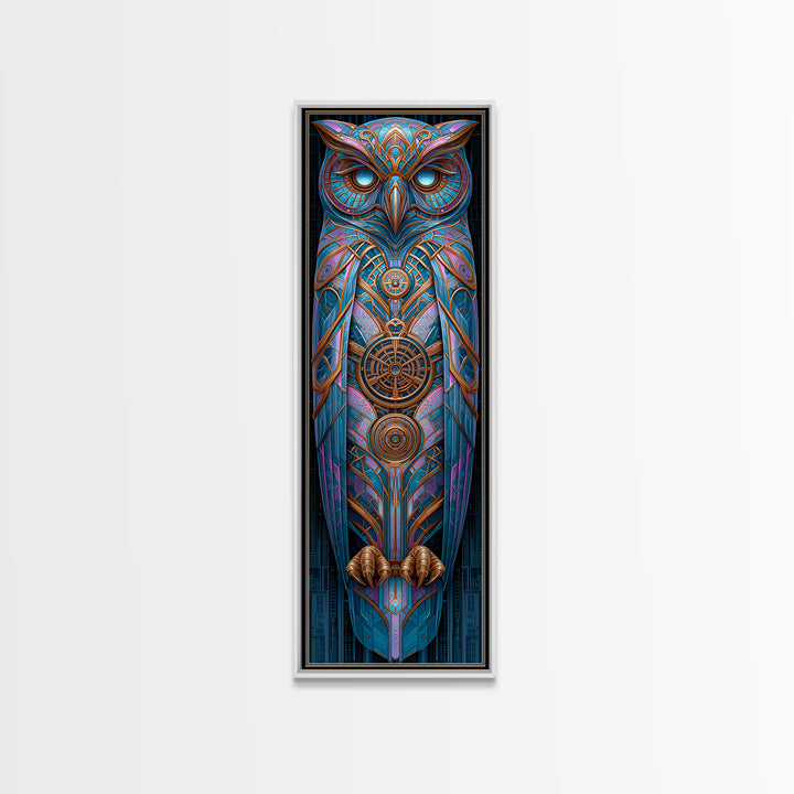 Brass Clockwork Owl Canvas Print, Steampunk Art, Minimalist Decor, Living Room Decor, Fine Art, Mechanic, Abstract Art, STE-1x3-37