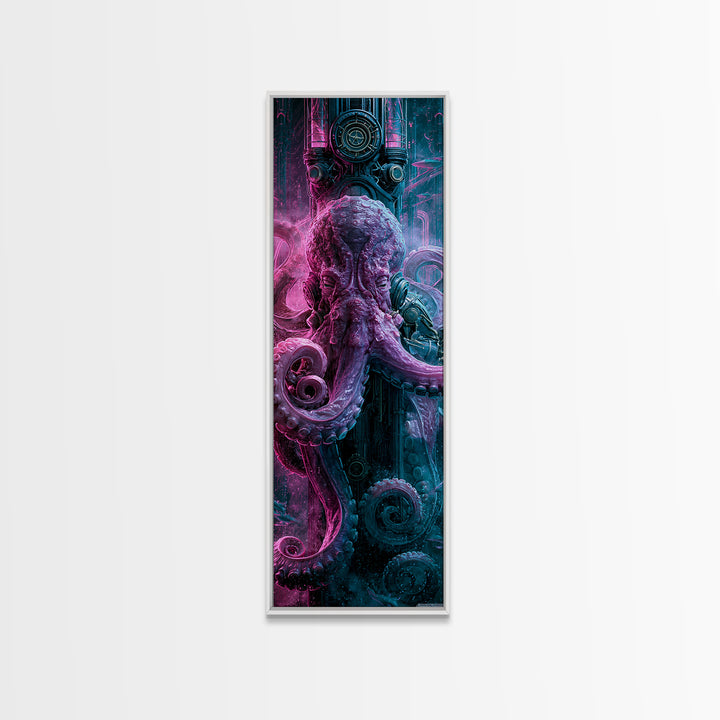Steampunk Octopus with Brass Tentacles Canvas Print, Steampunk Art, Retro Decor, Living Room Decor, Fine Art, Mechanic, STE-1x3-41