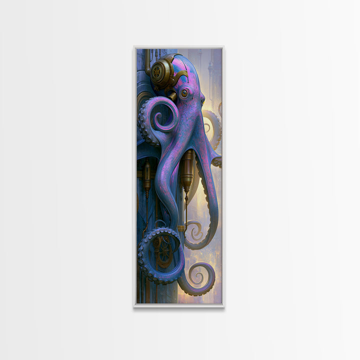 Steampunk Octopus with Brass Tentacles Canvas Print, Steampunk Art, Art Print, Living Room Decor, Fine Art, Mechanic, STE-1x3-65