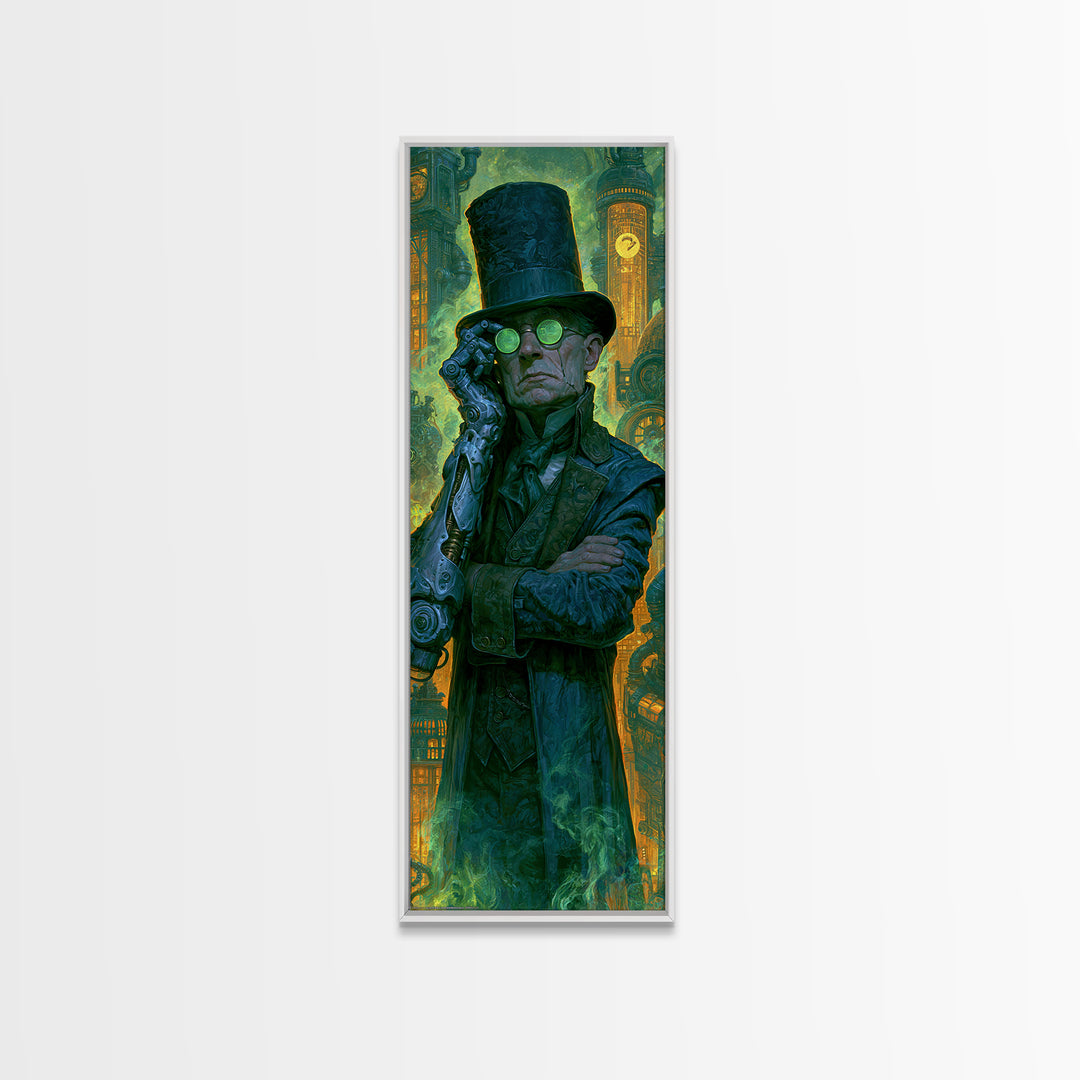 Victorian Inventor Portrait Canvas Print, Steampunk Art, Abstract Art Print, Living Room Decor, Fine Art, Mechanic, STE-1x3-67