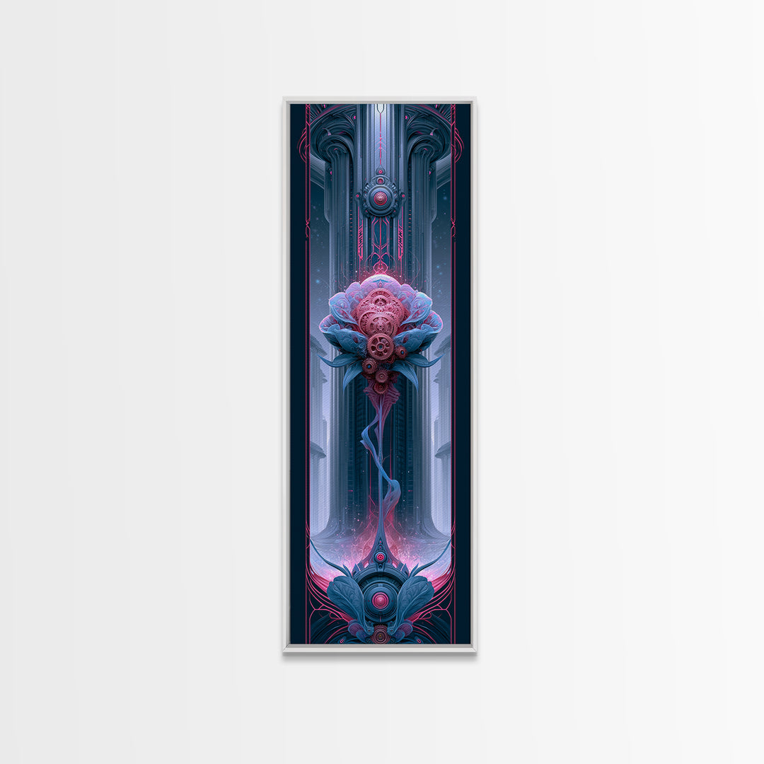 Mechanical Rose Made of Copper Gears Framed Canvas Print, Steampunk Art, Statement Artwork, Living Room Decor, Mechanic, STE-1x3-87