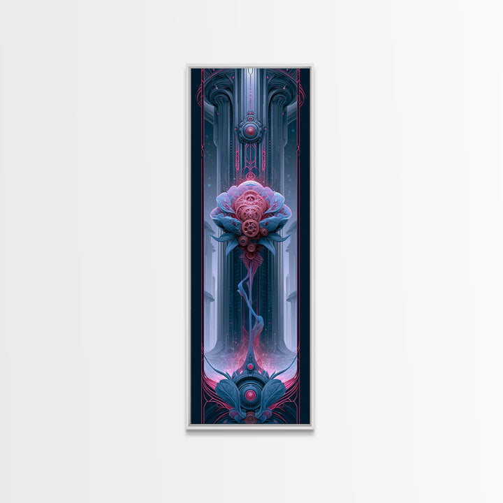 Mechanical Rose Made of Copper Gears Framed Canvas Print, Steampunk Art, Statement Artwork, Living Room Decor, Mechanic, STE-1x3-87