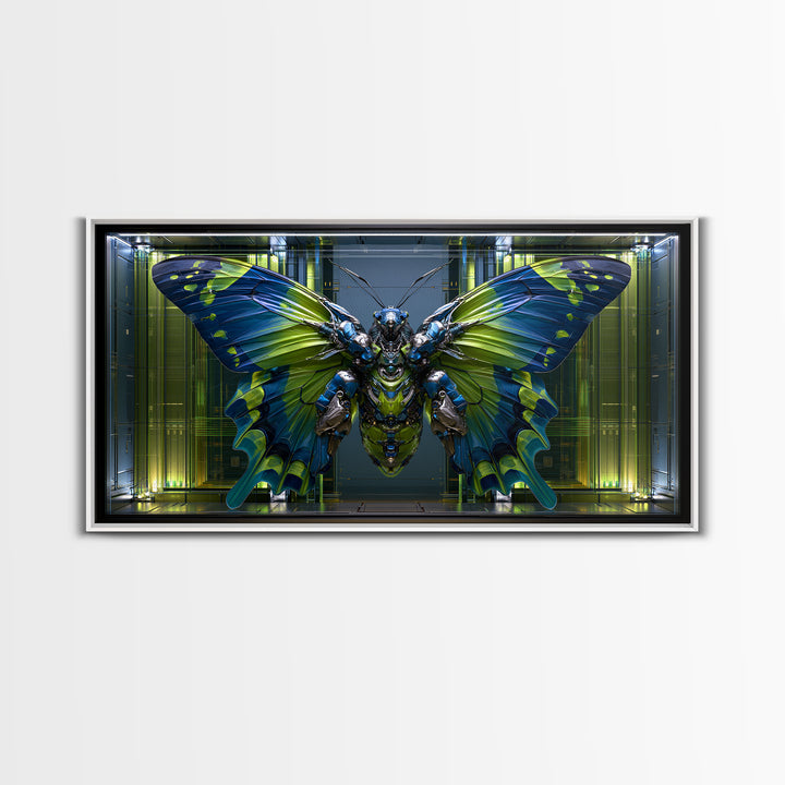Mechanical Butterfly Specimen Framed Canvas Print, Steampunk Art, Contemporary Art, Living Room Decor, Fine Art, Mechanic, STE-2x1-10