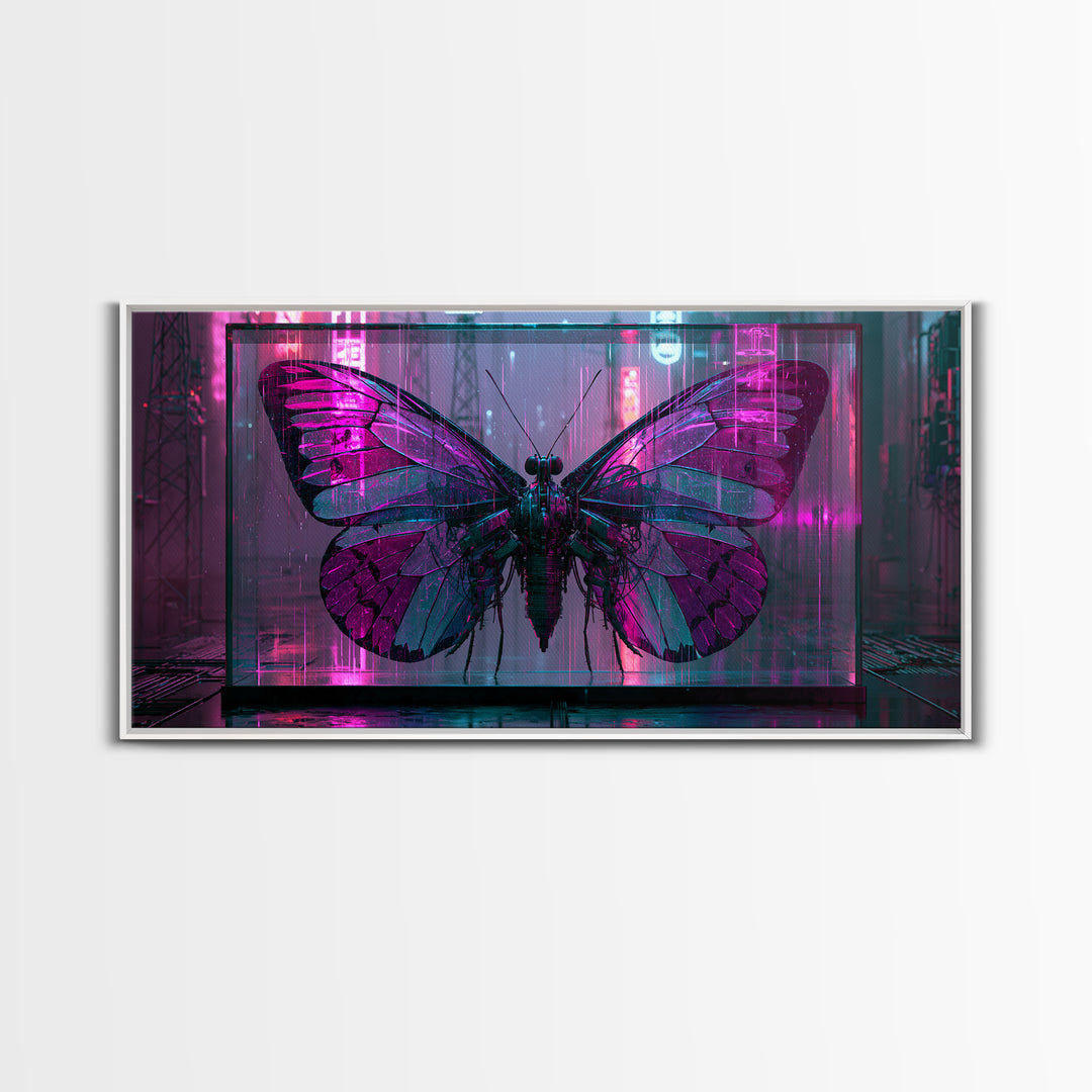 Mechanical Butterfly Specimen Framed Canvas Print, Steampunk Art, Contemporary Art, Living Room Decor, Fine Art, Mechanic, STE-2x1-34