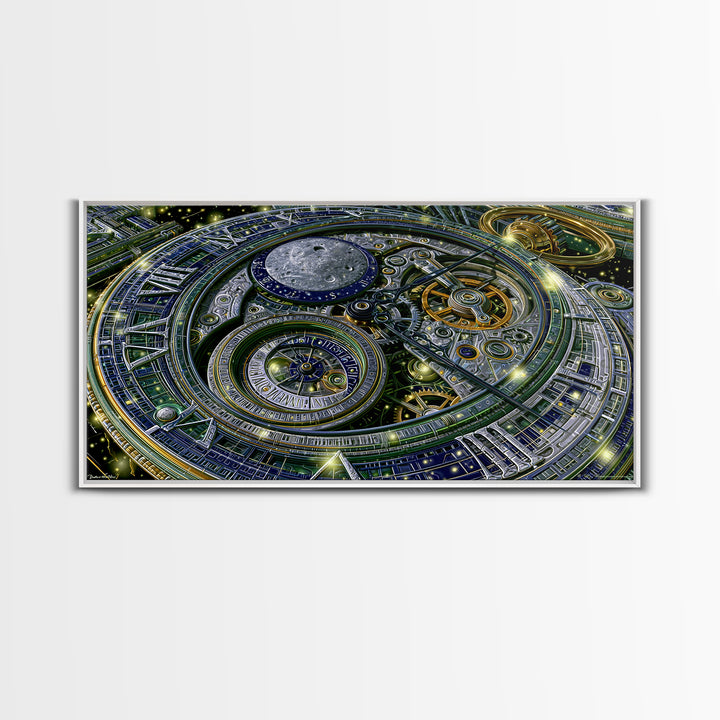Gear Filled Pocket Watch Canvas Print, Steampunk Art, Boho Wall Art, Living Room Decor, Fine Art, Mechanic, Dark Art, STE-2x1-76