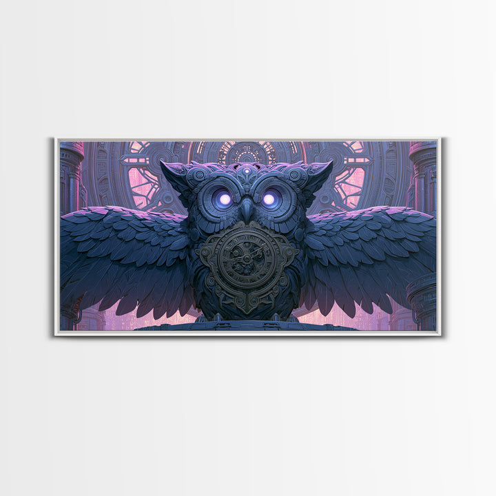 Brass Clockwork Owl Canvas Print, Steampunk Art, Wall Art Print, Living Room Decor, Fine Art, Mechanic, Gallery Decor, STE-2x1-93