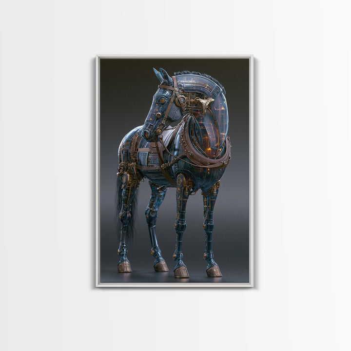 Steam Powered Horse Canvas Print, Steampunk Art, Digital Art, Living Room Decor, Mechanic, Wall Art Print, Whimsigoth Decor, STE-2x3-23
