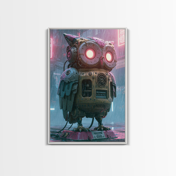 Brass Clockwork Owl Canvas Print, Steampunk Art, Cat Art, Living Room Decor, Oil Painting, Mechanic, Fine Art Print, STE-2x3-57