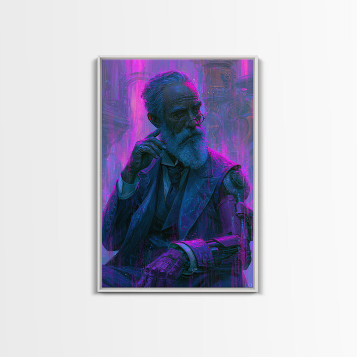 Victorian Inventor Portrait Framed Canvas Print, Steampunk Art, Whimsical Decor, Living Room Decor, Fine Art, Mechanic, STE-2x3-63