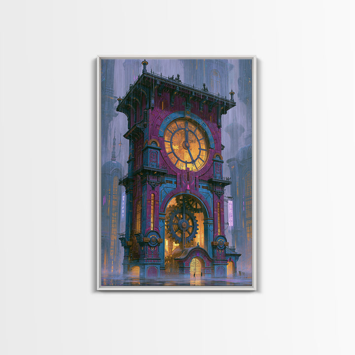 Clock Tower Gears Framed Canvas Print, Steampunk Art, Wall Art Print, Living Room Decor, Fine Art, Mechanic, Gallery Decor, STE-2x3-69