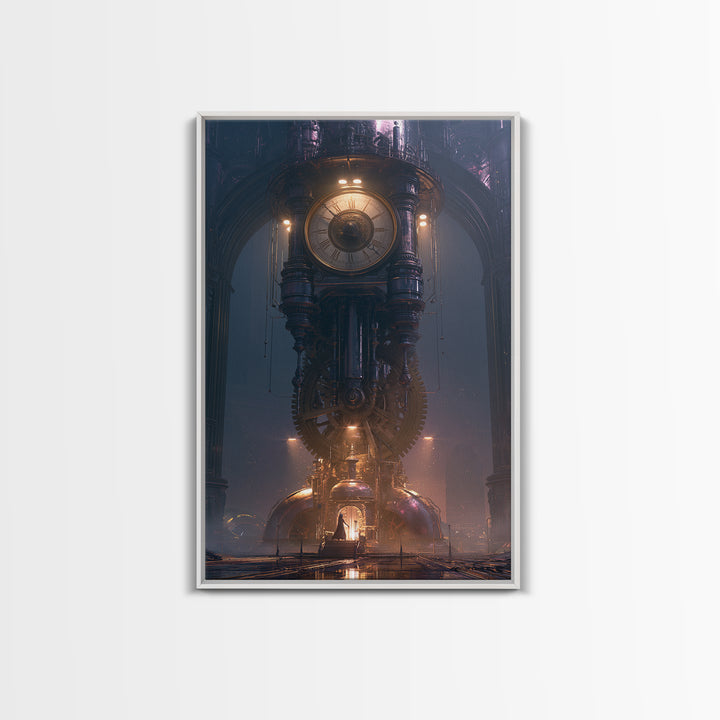 Clock Tower Gears Framed Canvas Print, Steampunk Art, Wall Art Print, Living Room Decor, Fine Art, Mechanic, Gallery Decor, STE-2x3-93