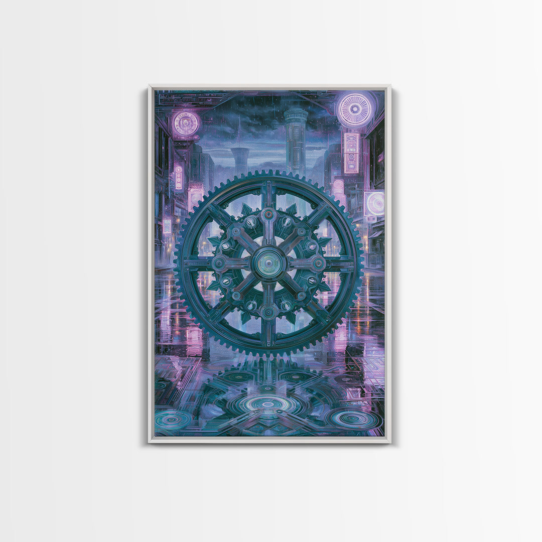 Cogwheel Mandala in Bronze and Teal Canvas Print, Steampunk Art, Wall Art Print, Living Room Decor, Fine Art, Mechanic, STE-2x3-96
