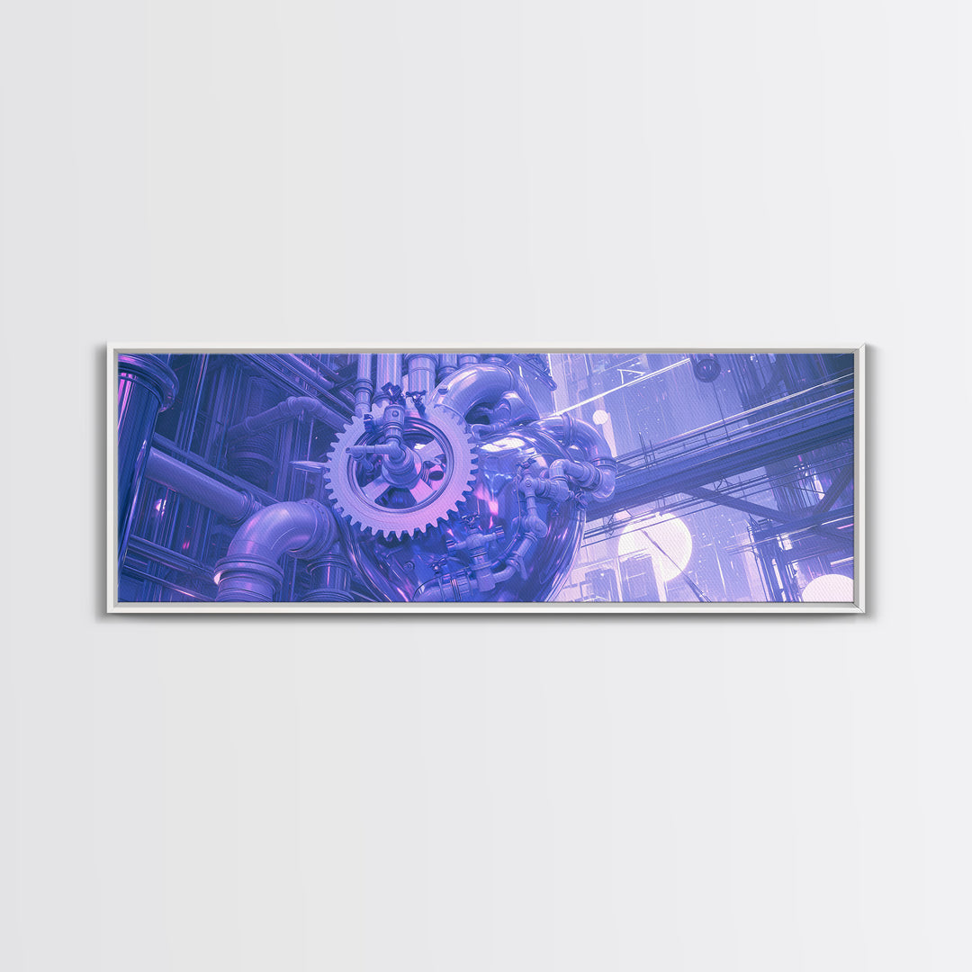 Gear Heart with Pipes and Valves Canvas Print, Steampunk Art, Gallery Decor, Living Room Decor, Fine Art, Mechanic, Wall Art, STE-3x1-36