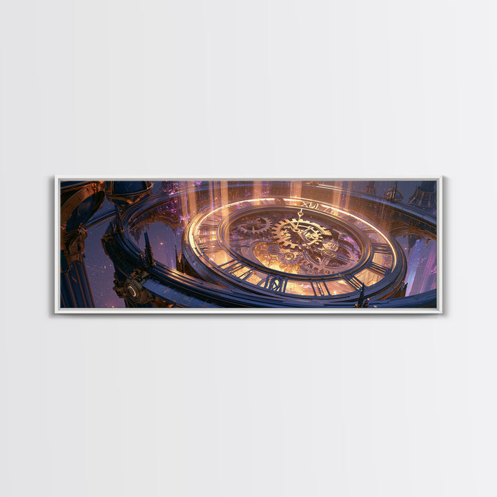 Clock Tower Gears Framed Canvas Print, Steampunk Art, Steampunk Decor, Living Room Decor, Fine Art, Mechanic, Textured Painting, STE-3x1-77